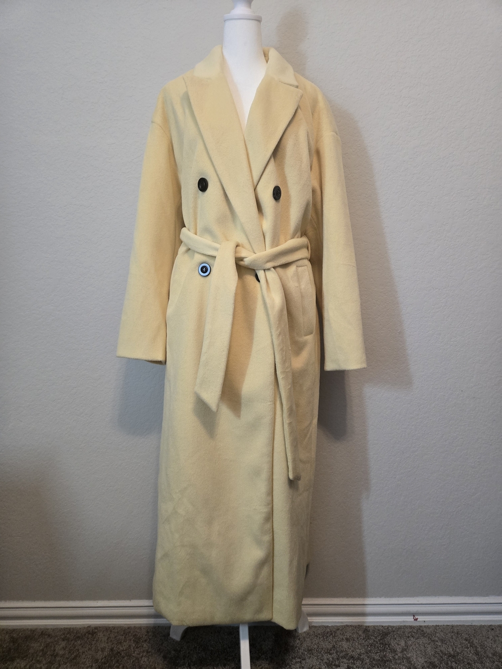 Sunny Yellow Belted Long Trench Coat